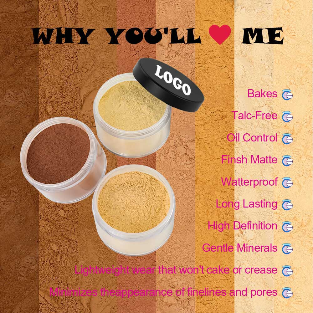 14-Shade Loose Setting Powder With Puff Waterproof Oil-Control Long-Lasting