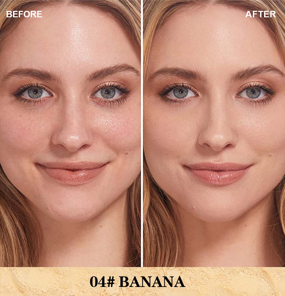 Poudre libre fixante rose matifiante, 6 teintes, avec houppette. 