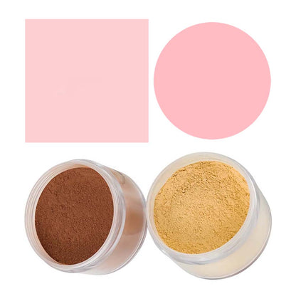 Poudre libre fixante rose matifiante, 6 teintes, avec houppette. 