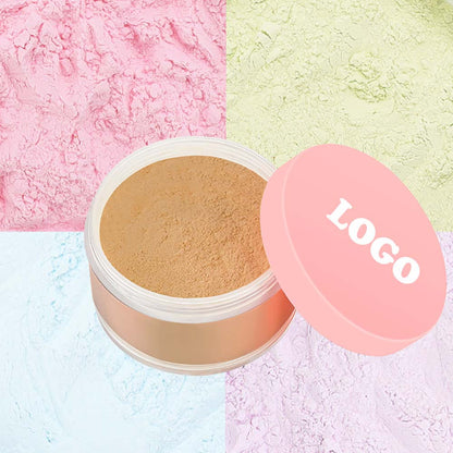 Poudre libre fixante rose matifiante, 6 teintes, avec houppette. 