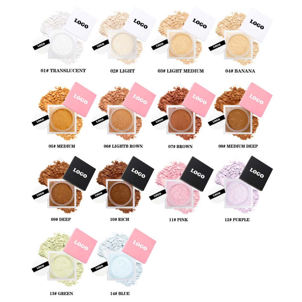 14-Shade Setting Loose Powder With Puff Long-Lasting Waterproof Oil-Control