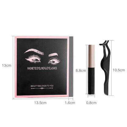 3D magnetic eyelash kit mink false eyelash eyeliner tweezer set natural