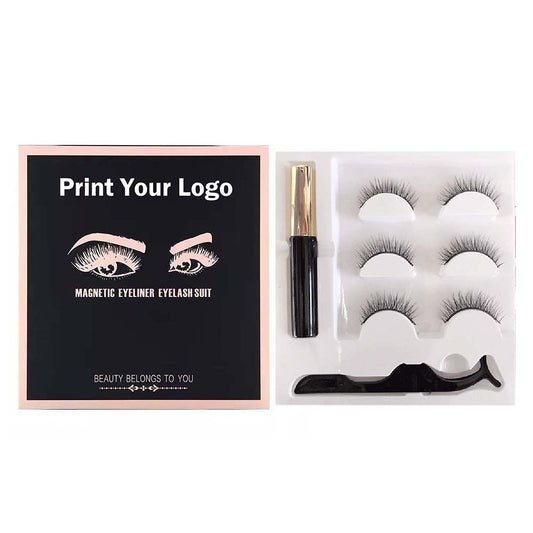 3D magnetic eyelash kit mink false eyelash eyeliner tweezer set natural