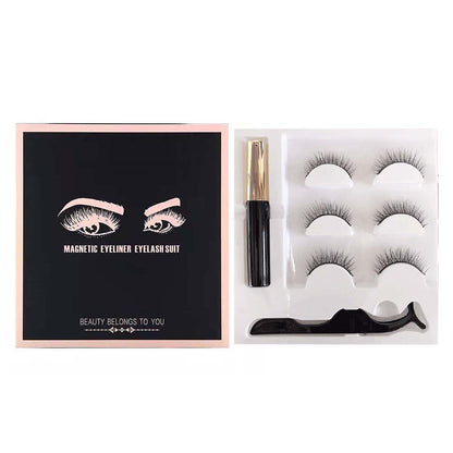 3D magnetic eyelash kit mink false eyelash eyeliner tweezer set natural