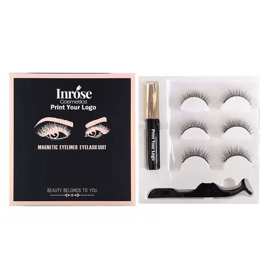 3D magnetic eyelash kit mink false eyelash eyeliner tweezer set natural