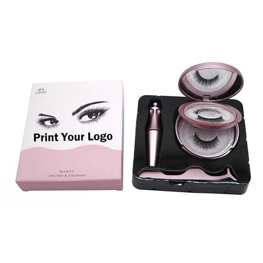 3D magnetic false eyelash set lash eyeliner tweezers kit natural