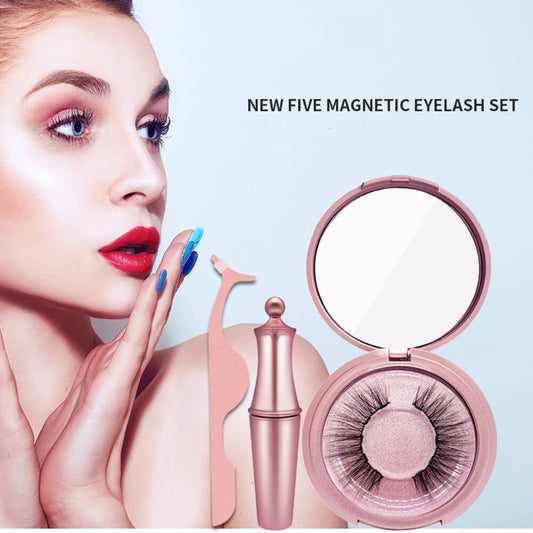 3D magnetic false eyelash set lash eyeliner tweezers kit natural