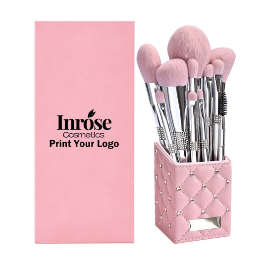 11-Piece Rhinestones Makeup Brush Set High-End Soft Bristles Beauty Tools