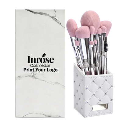 11-Piece Rhinestones Makeup Brush Set High-End Soft Bristles Beauty Tools