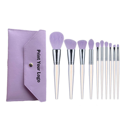 10 pcs makeup brush set with bag soft purple brushes wholesale