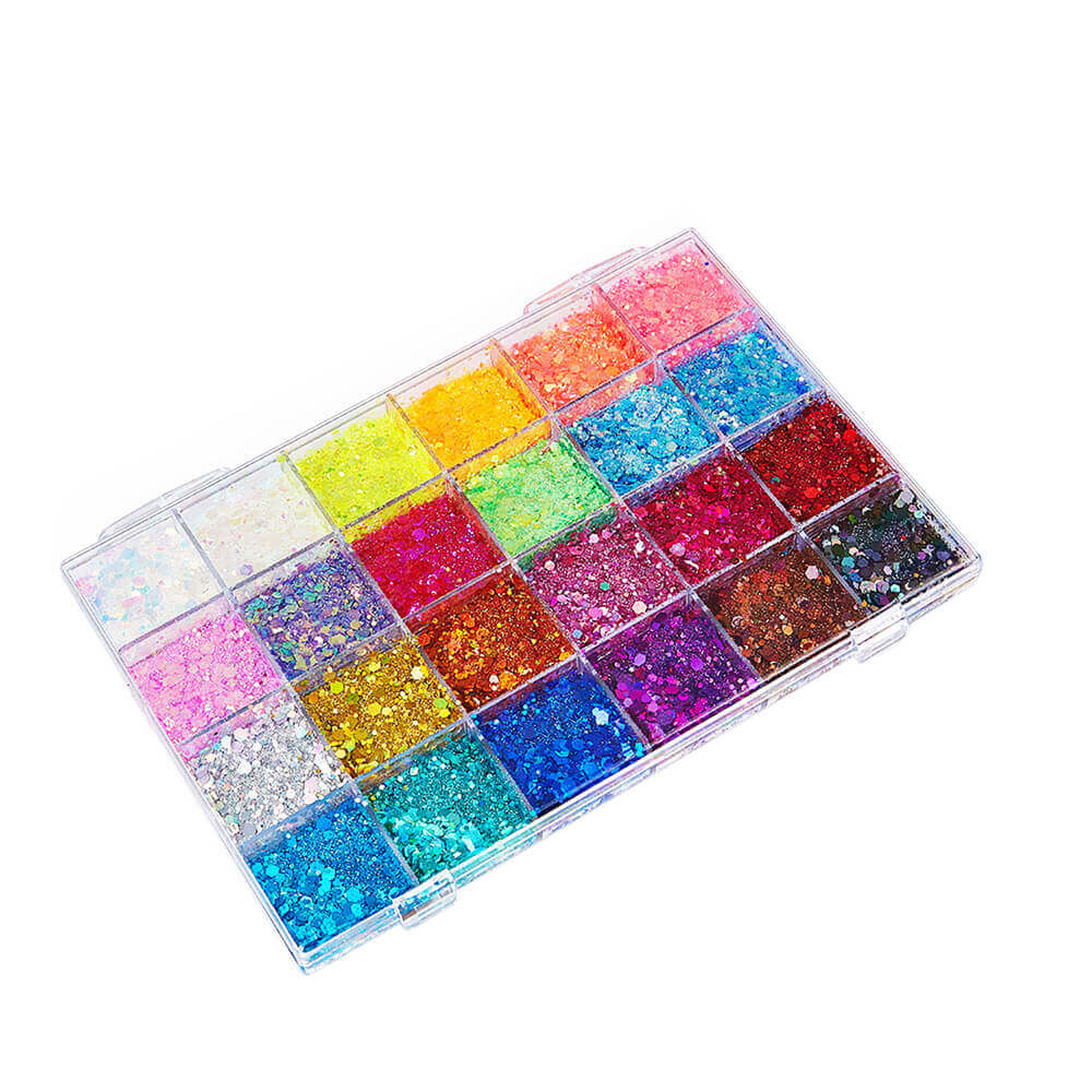24 color glitter gel highlight powder face body mermaid sequin adhesive-free
