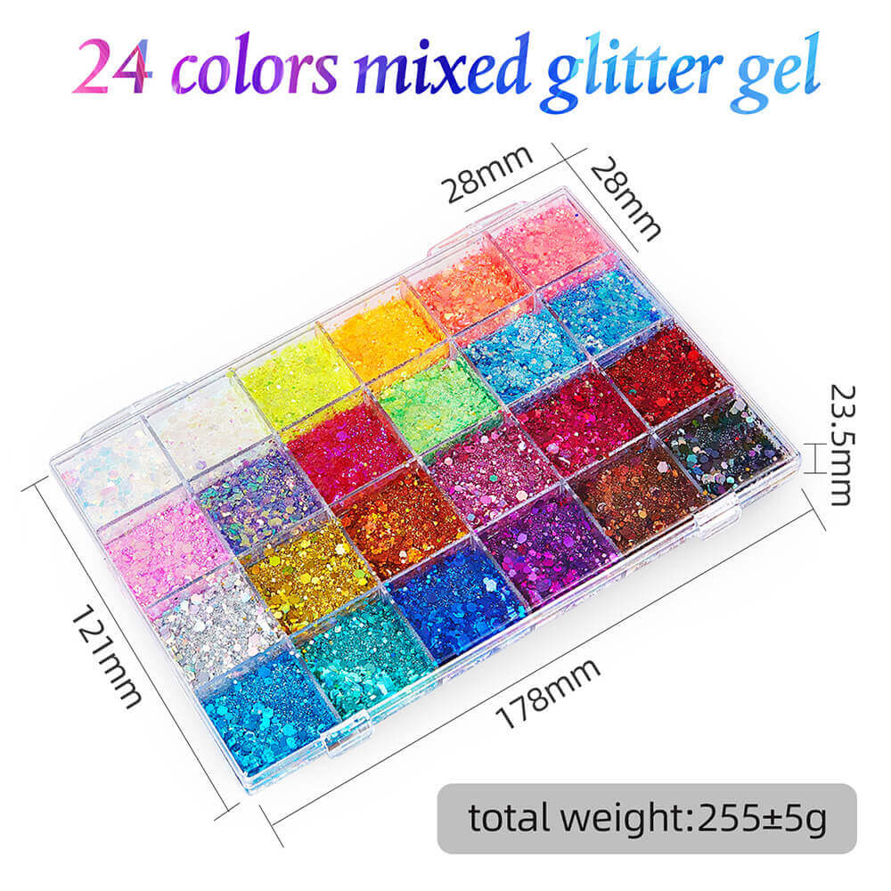 24 color glitter gel highlight powder face body mermaid sequin adhesive-free