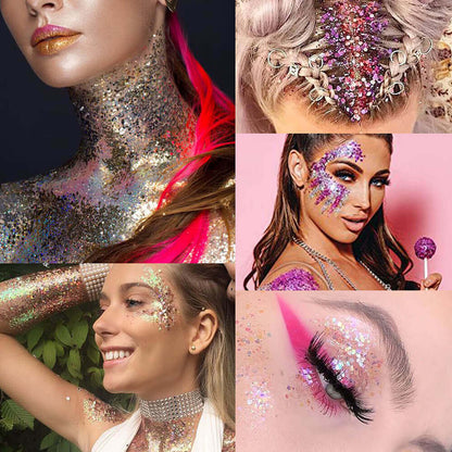 24 color glitter gel highlight powder face body mermaid sequin adhesive-free