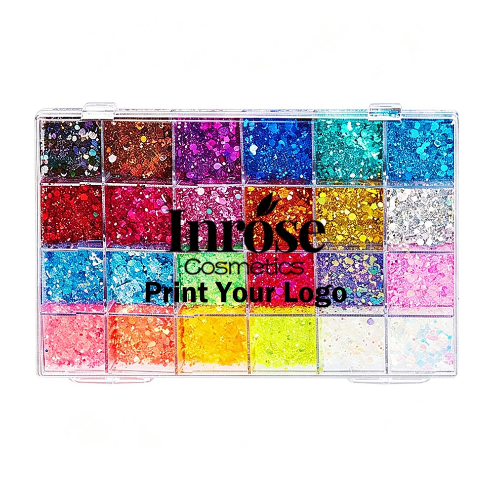 24 Color Glitter Gel Highlight Powder Face Body Mermaid Sequin Adhesive-Free