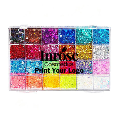 24 Color Glitter Gel Highlight Powder Face Body Mermaid Sequin Adhesive-Free