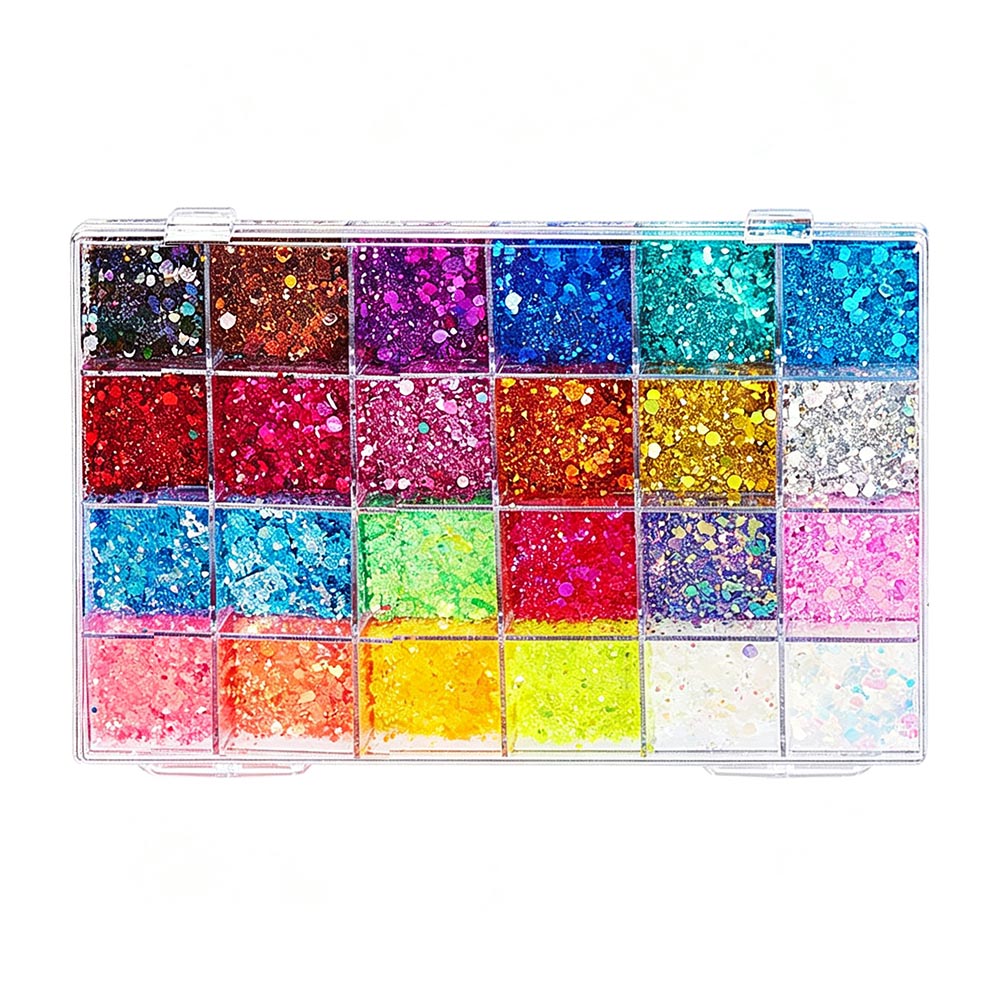 24 Color Glitter Gel Highlight Powder Face Body Mermaid Sequin Adhesive-Free
