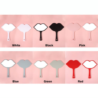 7 Color Lip Shape Makeup Mirror Handheld Portable Handle Mirror 18*21.5cm