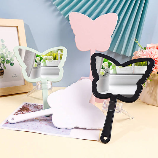 4 color butterfly-shaped handheld makeup mirror portable HD small mirror 20*14cm