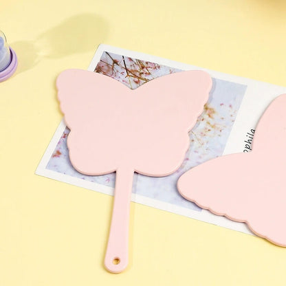 4 color butterfly-shaped handheld makeup mirror portable HD small mirror 20*14cm