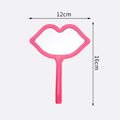 7 color lip shape makeup mirror handheld portable handle mirror 16*12cm
