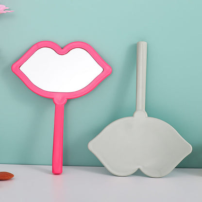 7 color lip shape makeup mirror handheld portable handle mirror 16*12cm