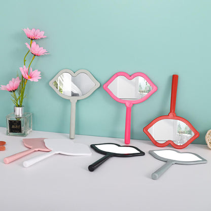 7 color lip shape makeup mirror handheld portable handle mirror 16*12cm