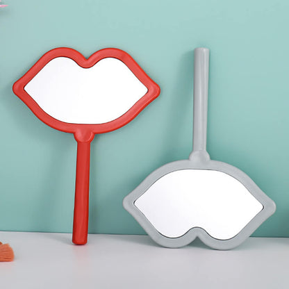 7 color lip shape makeup mirror handheld portable handle mirror 16*12cm