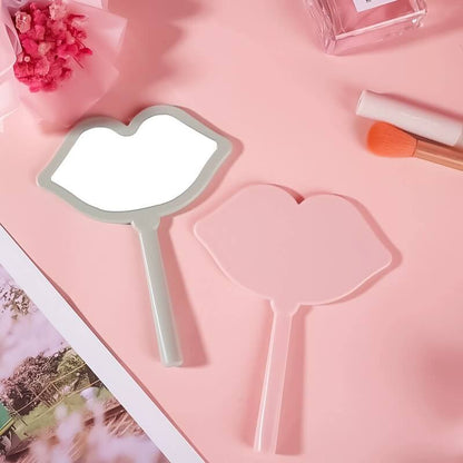 7 color lip shape makeup mirror handheld portable handle mirror 16*12cm
