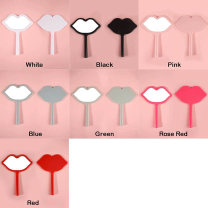 7 color lip shape makeup mirror handheld portable handle mirror 16*12cm