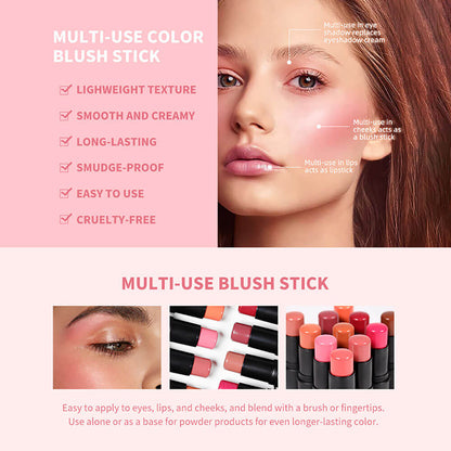 11 color blush stick blusher cream multi-use high pigmented long lasting
