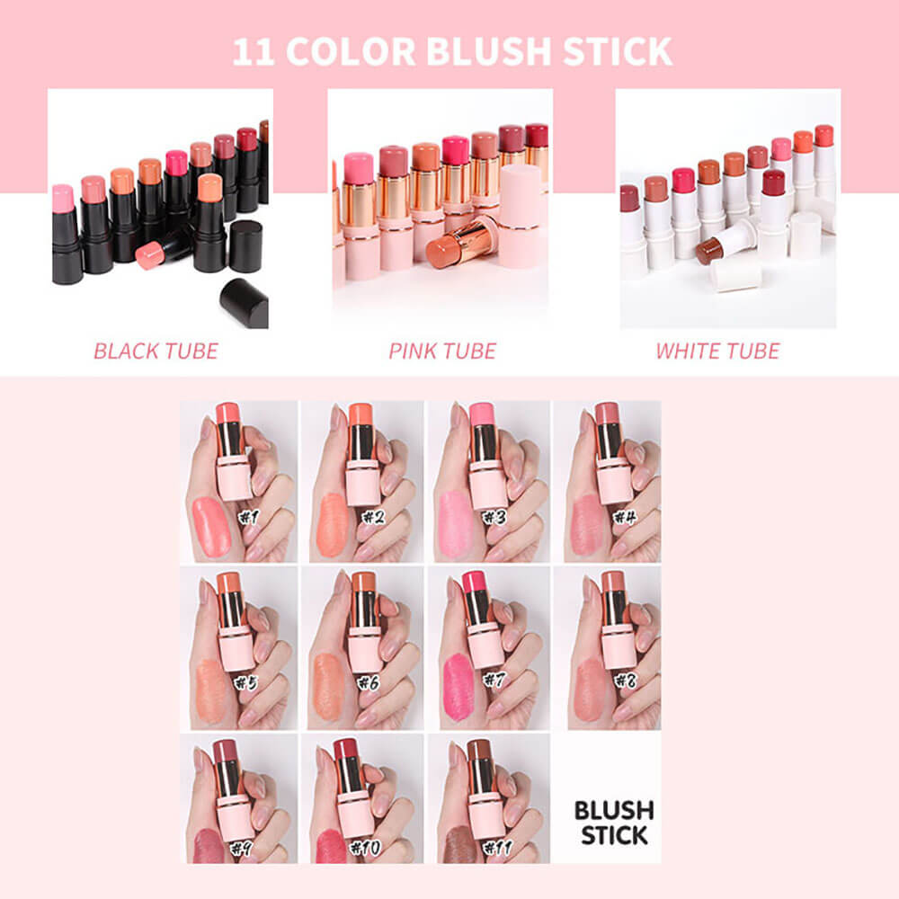 11 color blush stick blusher cream multi-use waterproof cruelty free