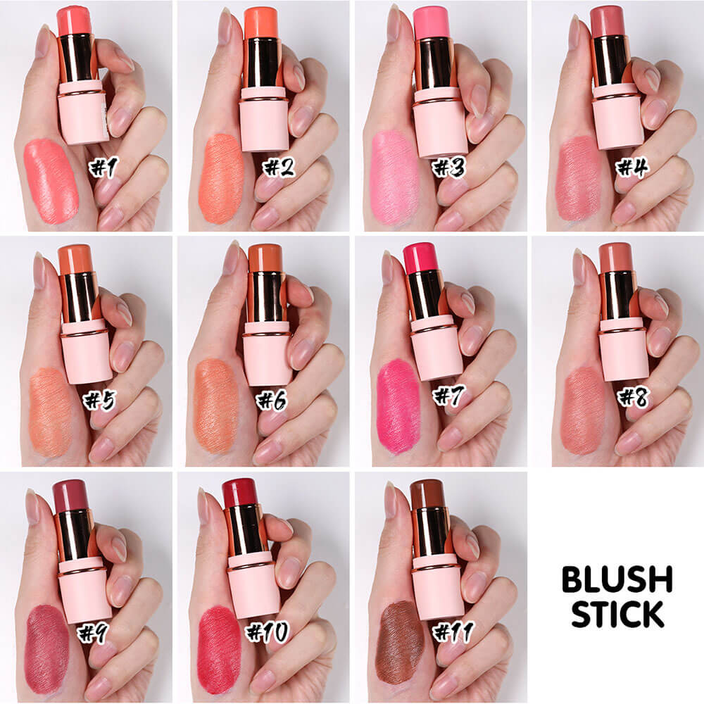 11 color blush stick blusher cream multi-use waterproof cruelty free