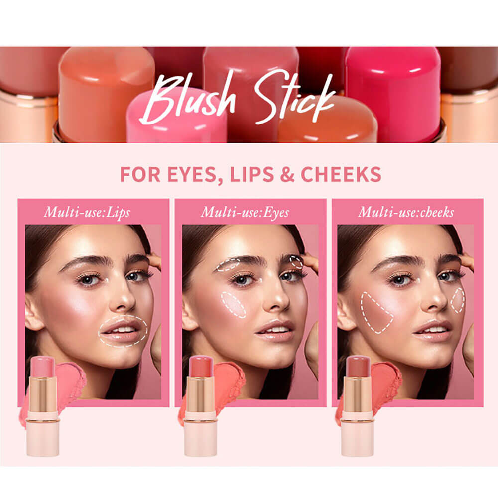 11 color blush stick blusher cream multi-use waterproof cruelty free