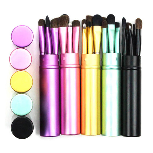 Ensemble de 5 petits pinceaux de maquillage de couleurs douces et portables