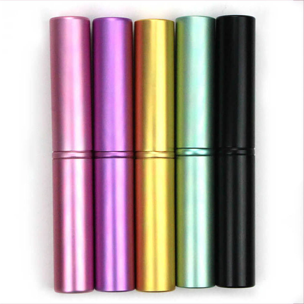 5 color makeup brush set horsehair with aluminum handles and storage tube