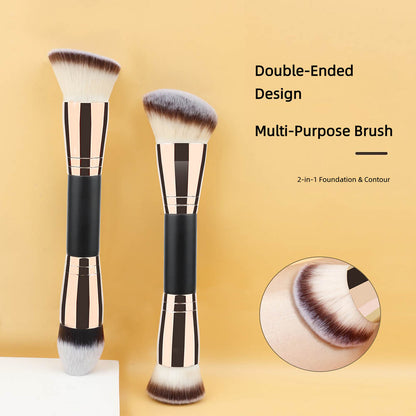 10-Color Double-Ended Makeup Brushes Soft Loose Powder Contour Flat Foundation Brush