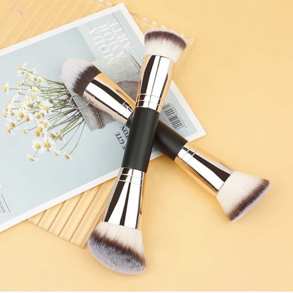 10-Color Double-Ended Makeup Brushes Soft Loose Powder Contour Flat Foundation Brush