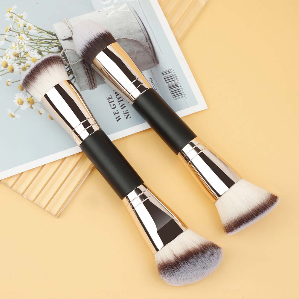 10-Color Double-Ended Makeup Brushes Soft Loose Powder Contour Flat Foundation Brush