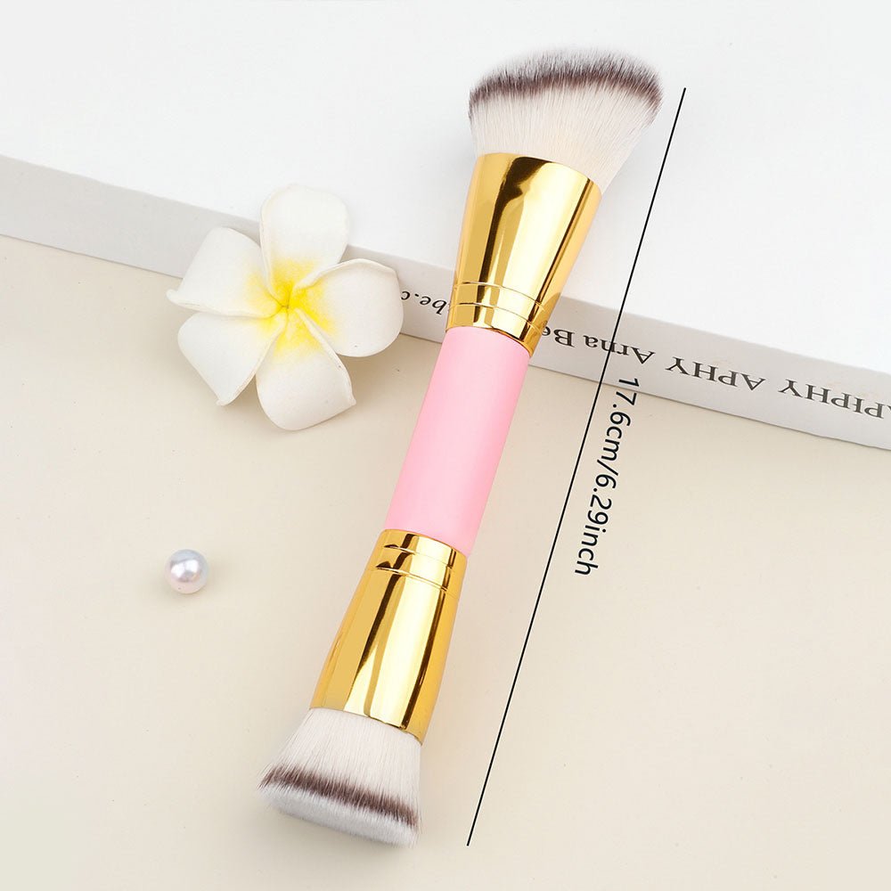 10-Color Double-Ended Makeup Brushes Soft Loose Powder Contour Flat Foundation Brush
