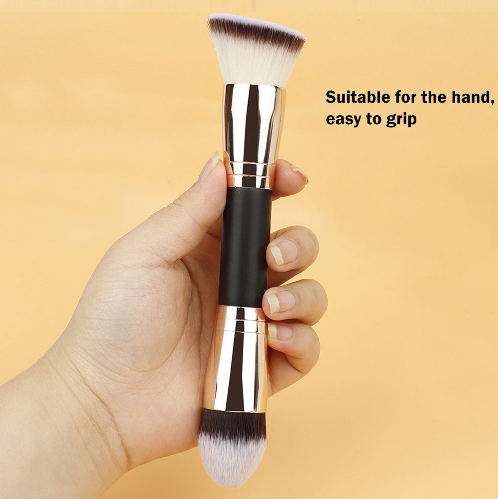 10-Color Double-Ended Makeup Brushes Soft Loose Powder Contour Flat Foundation Brush