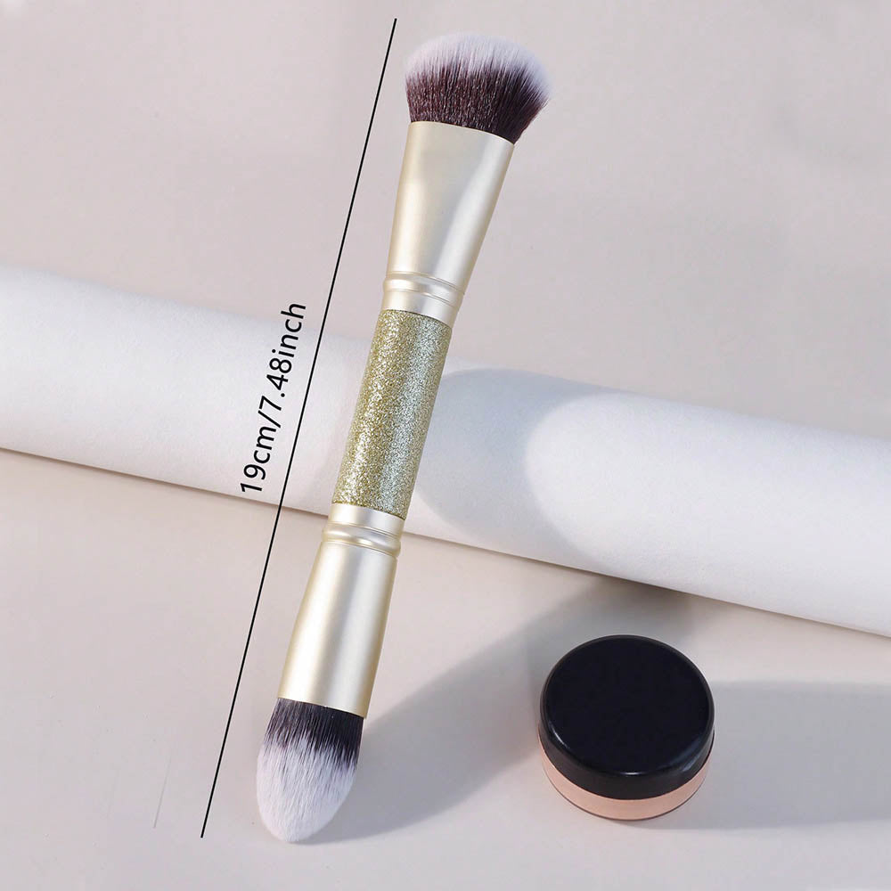 10-Color Double-Ended Makeup Brushes Soft Loose Powder Contour Flat Foundation Brush