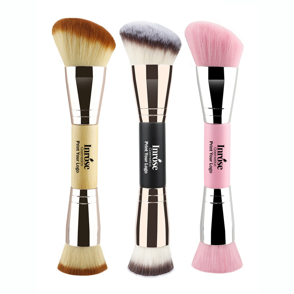 10-Color Double-Ended Makeup Brushes Soft Loose Powder Contour Flat Foundation Brush