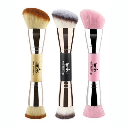 10-Color Double-Ended Makeup Brushes Soft Loose Powder Contour Flat Foundation Brush