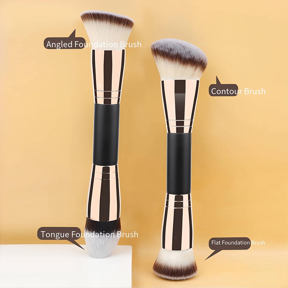 10-Color Double-Ended Makeup Brushes Soft Loose Powder Contour Flat Foundation Brush