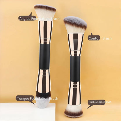 10-Color Double-Ended Makeup Brushes Soft Loose Powder Contour Flat Foundation Brush