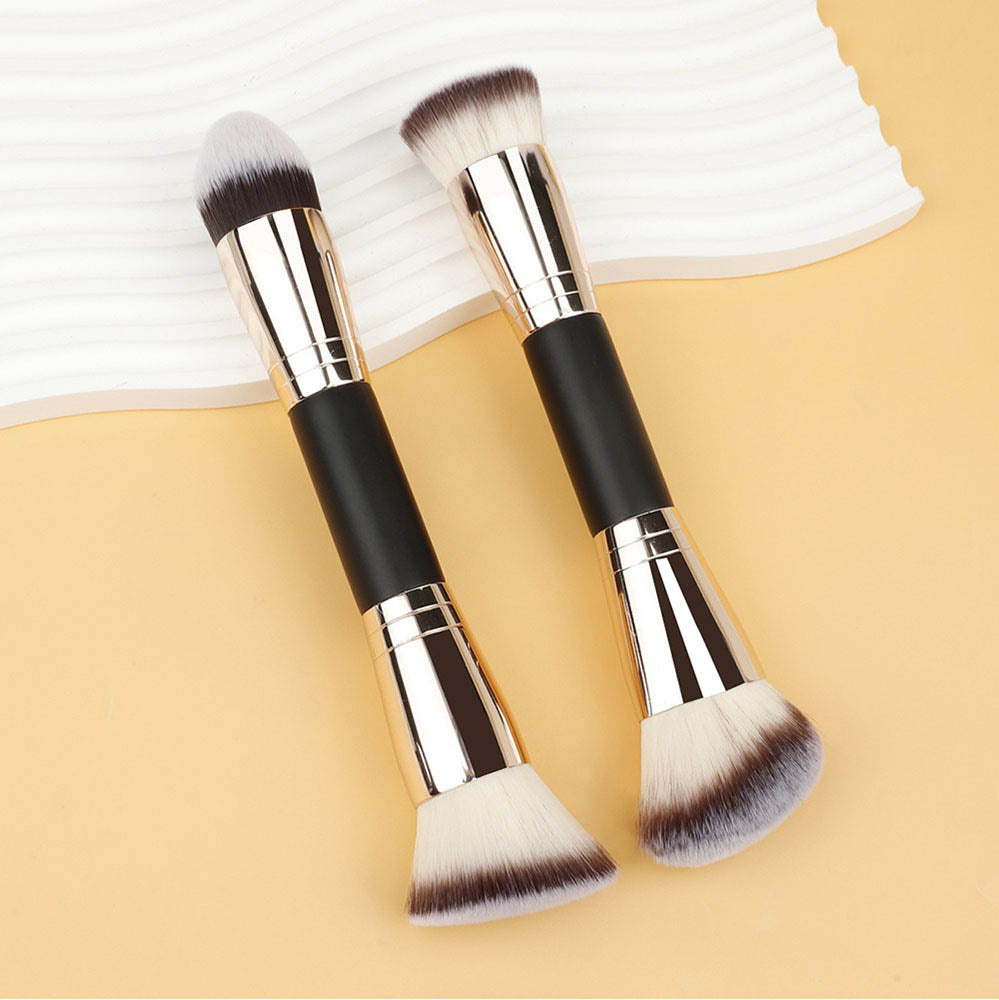 10-Color Double-Ended Makeup Brushes Soft Loose Powder Contour Flat Foundation Brush