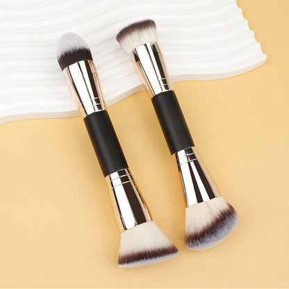 10-Color Double-Ended Makeup Brushes Soft Loose Powder Contour Flat Foundation Brush