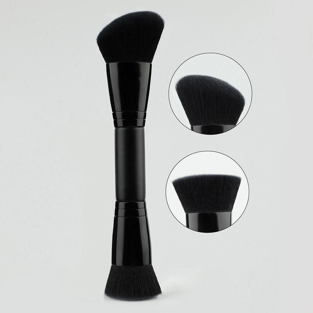 10-Color Double-Ended Makeup Brushes Soft Loose Powder Contour Flat Foundation Brush