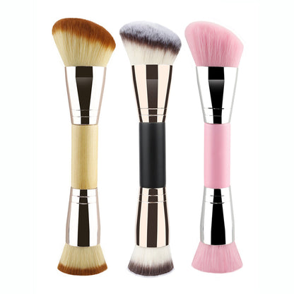 10-Color Double-Ended Makeup Brushes Soft Loose Powder Contour Flat Foundation Brush