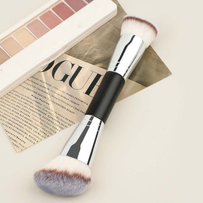 10-Color Double-Ended Makeup Brushes Soft Loose Powder Contour Flat Foundation Brush